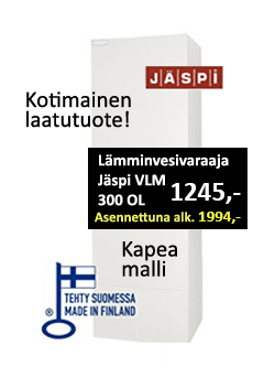 Jäspi VLM 300L OL lämminvesivaraajan hinta 1245 €, asennettuna 1994 €