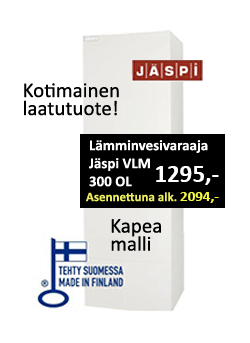 Jäspi VLM 300L OL lämminvesivaraajan hinta 1295 €, asennettuna 2094 €