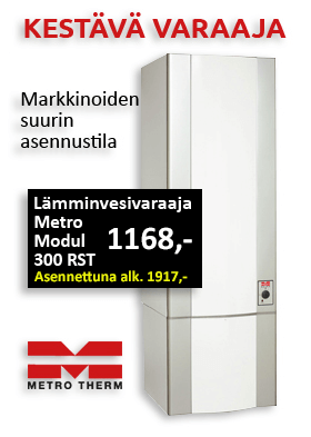 Metro Modul 300 Rst lämminvesivaraaja hinta 1168 €. Asennettuna hinta 1917 €