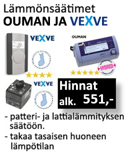 Ouman ja Vexve lämpötilansäätimet. Lämmönsäädin hinta alk. 420€