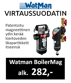 Vesikiertoisten lämmitys- ja jäähdytysjärjestelmien puhdistaja! Watman BoilerMag virtaussuodattimen hinta alk. 229€