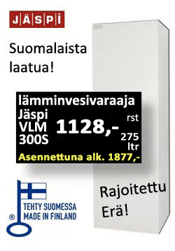 Jäspi VLM 300L lämminvesivaraaja hinta 1128 €. Asennettuna edullisesti vain 1877 €