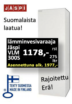 Jäspi VLM 300L lämminvesivaraaja hinta 1178 €. Asennettuna edullisesti vain 1977 €