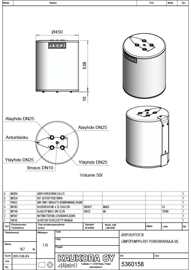 Puskurivaraaja Jäspi Buffer 50. Tuotenro: 5360158